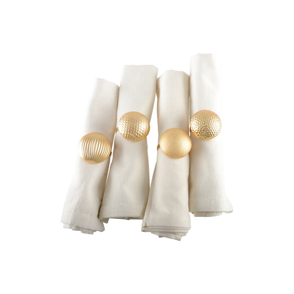 MAT GOLD BUTTON NAPKIN RING - SET OF 4