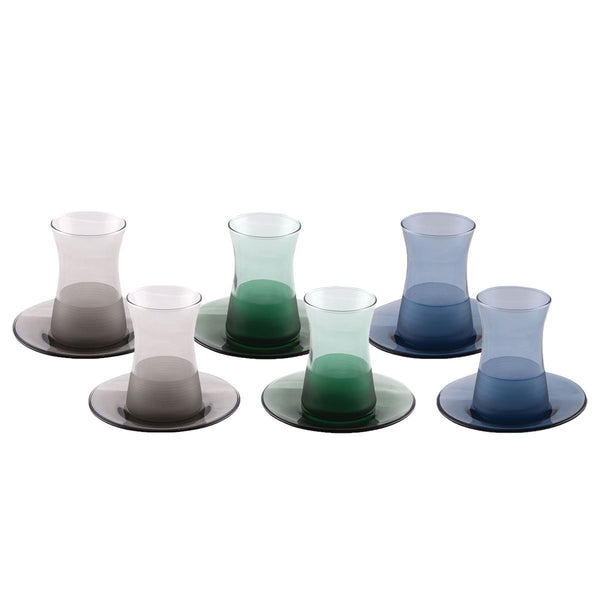 3 COLOR TEA CUPS - SET OF 6