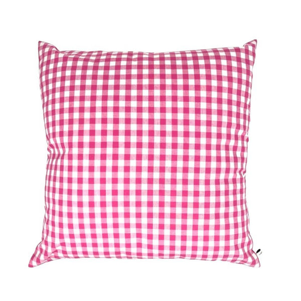 Luna-Leena cushion Vichy square fuchsia + inside pillow (set) - 45x45cm - Vichy check - Oeko-tex cotton - handmade in Nepal