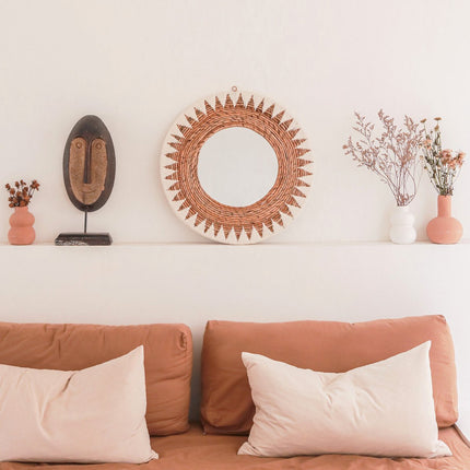 Ronde Boho Spiegel 60 cm | Handgemaakte Wanddecoratie