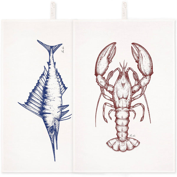 Tea Towel Set - Lobster & Swordfish