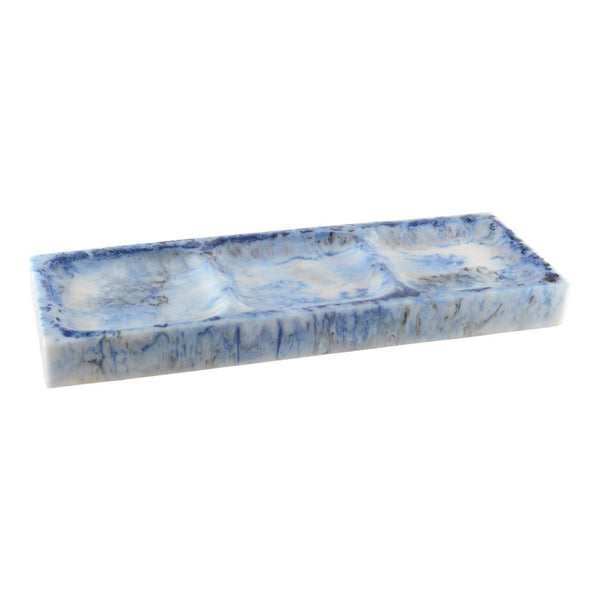 APERITIF DISH 3 COMPARTMENTS / CAKE DISH RESIN CLOUD BLUE