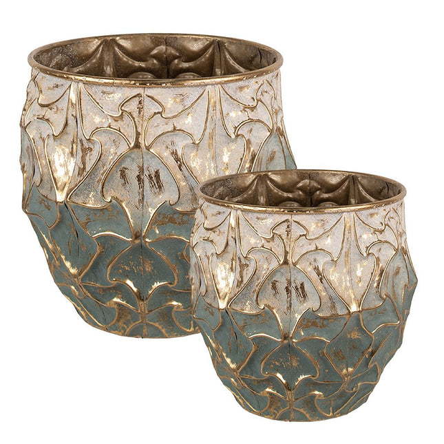 Flowerpot Set Van 2 Groen 39x32 En 33x31 Cm