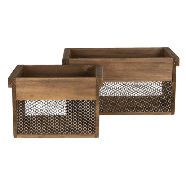 Storage box Set of 2 Brown 32x19x16 / 23x16x15 cm