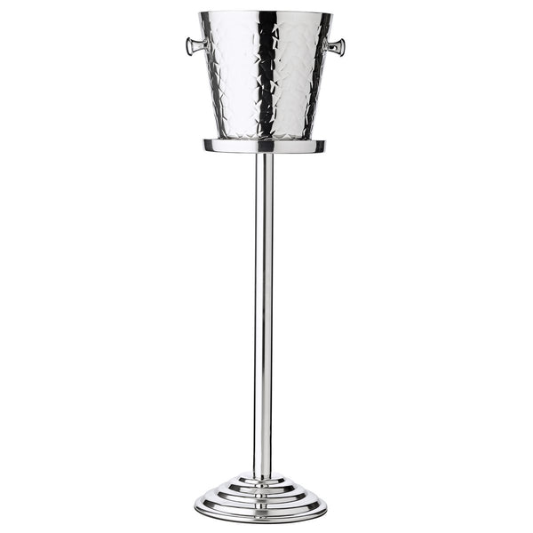 EDZARD champagne cooler Capri with stand, high-grade steel highly polished, patterned outside, H 85 cm, cooler H 23 cm