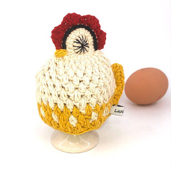 Luna-Leena 2x egg warmer chicken - organic cotton - hand crochet in Nepal