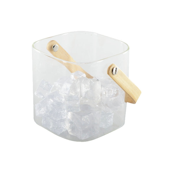 ICE BUCKET WITH WOODEN HANDLE 11.5x11x11CM