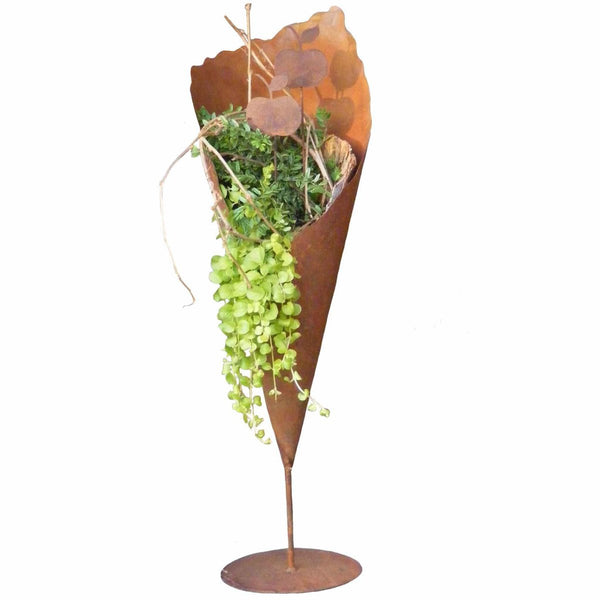 Blooming plant bag "Rostikal" with stick on base plate | Patina garden decoration plant vase