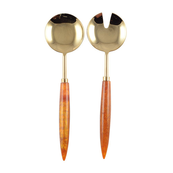 GOLD AND ORANGE SALAD SERVERS 29CM