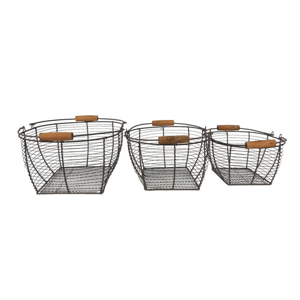 Storage baskets Set of 3 Brown 35x26x14 cm