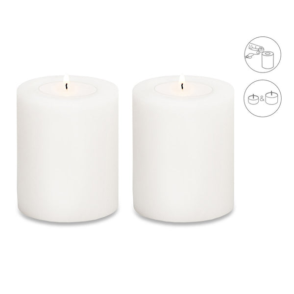 Set of 2 permanent candles Cornelius (height 9 cm, Ø 8 cm), heat-resistant up to 90°