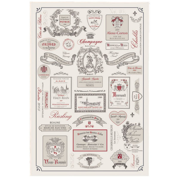 Tea towel Ecru wine labels 48 X 72