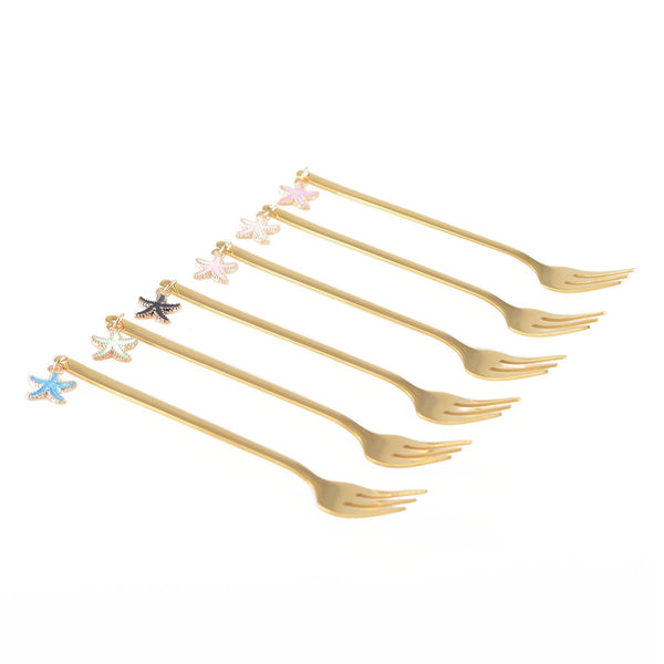 GOLDEN STAR DESSERT FORKS - SET OF 6