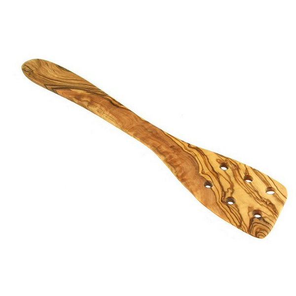 Kitchen spatula 30 cm with holes made of olive wood