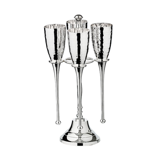 EDZARD set of 4 champagne flutes Didi with stand, hammered, silver-plated, H 32 cm