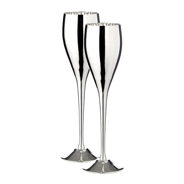 EDZARD set of 2 champagne flute Dodo, noble silver-plated, height 23 cm, capacity 200 ml