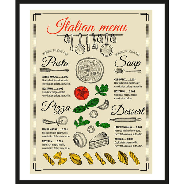 Frame picture - Italian Menu