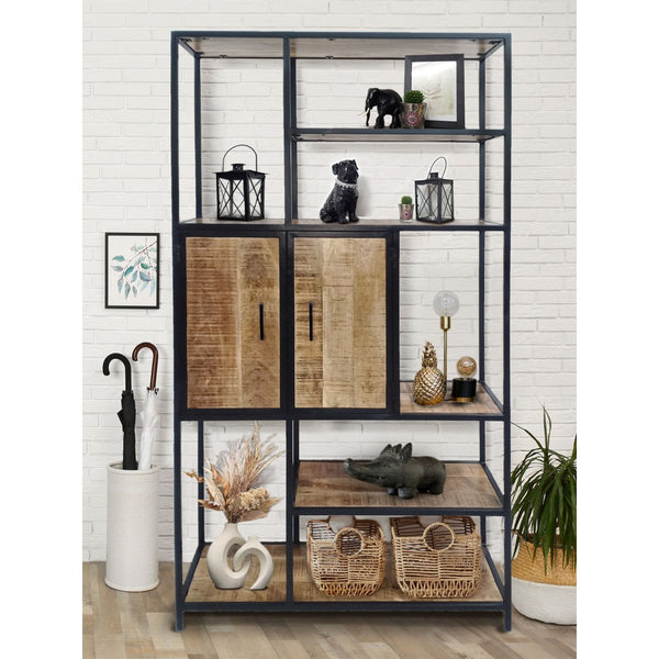 Bookcase shelf cupboard compartment 100x193x36cm Liverpool metal frame