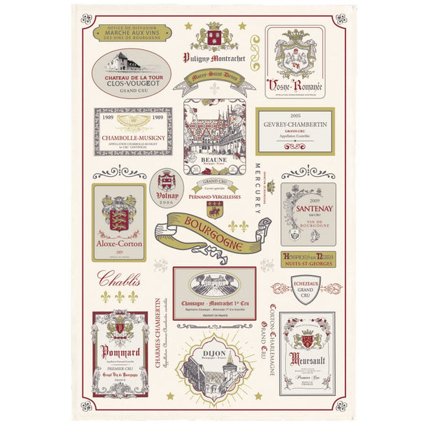 Burgundy Ecru multi-label kitchen towel 48 x 72