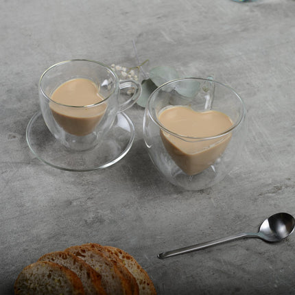 SET OF 2 DOUBLE WALL COFFEE CUPS HEART COFFEE 150ML