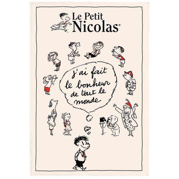 Tea towel Petit Nicolas Happiness Ecru 48 x 72