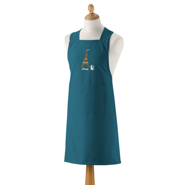 Recycled Japanese kitchen apron Eiffel Tower Peacock 125 x 85