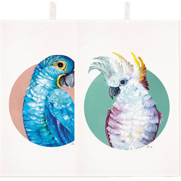 Tea Towel Set - Parrots Duo