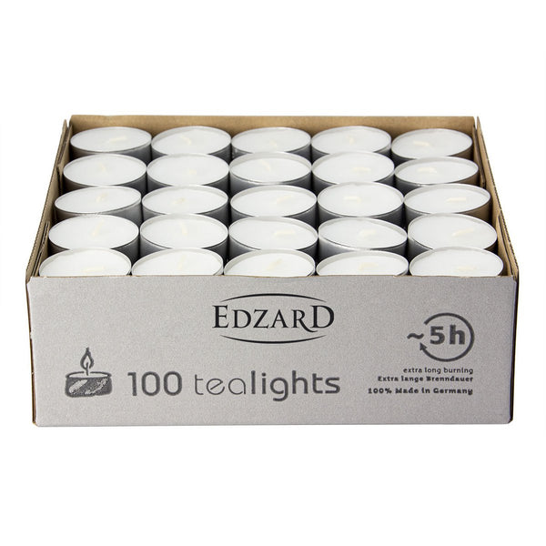 EDZARD 100 pieces WENZEL Tealights tealight candles Tealights, white, aluminum cover, without fragrance