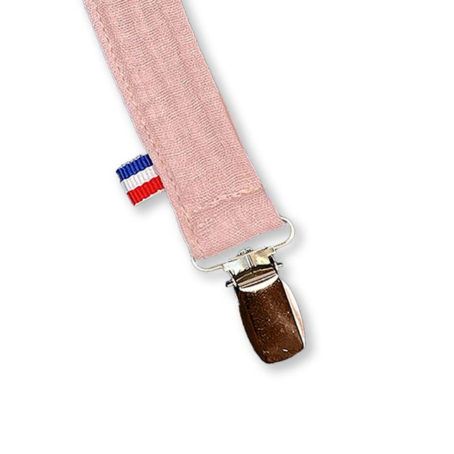 Pacifier Clip in Organic Cotton Teddy Pink voor Baby's