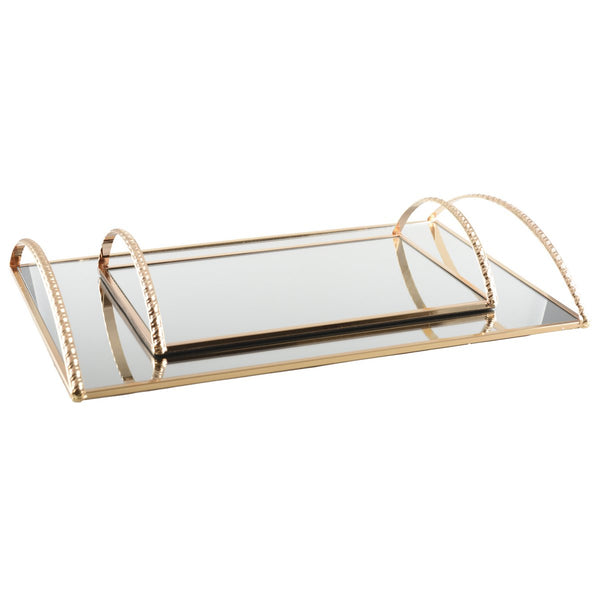 RECTANGULAR TRAY LARGE MODEL GOLDEN HANDLES