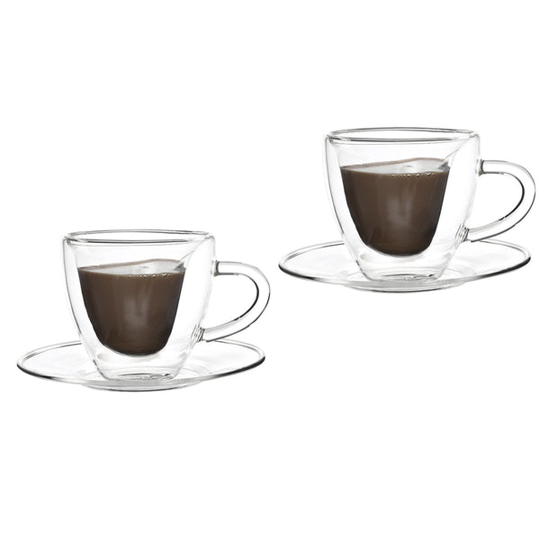 SET OF 2 DOUBLE WALL COFFEE CUPS HEART COFFEE 150ML