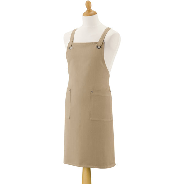 Artisan Recycled Kitchen Apron with Pockets Camel 72 x 85