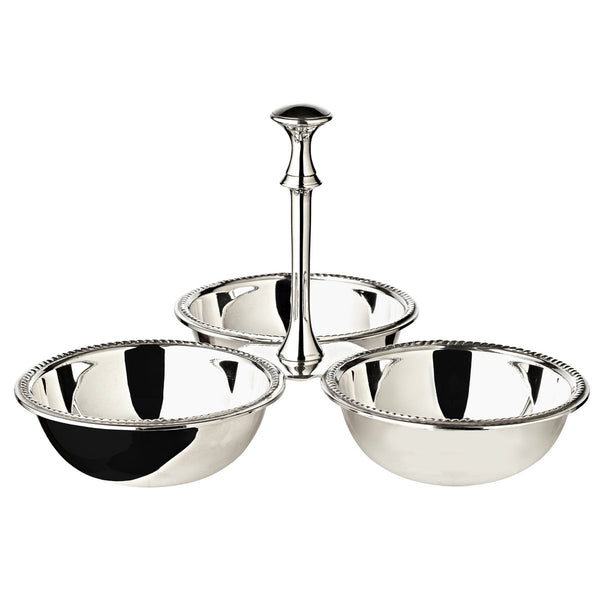 EDZARD triplet bowl triple bowl snack bowl Perla, heavy silver plated, diameter 21 cm