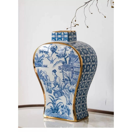 Nieuwe Chinese Stijl Oosterse Parijse Delftsblauwe Vazen Hoog
