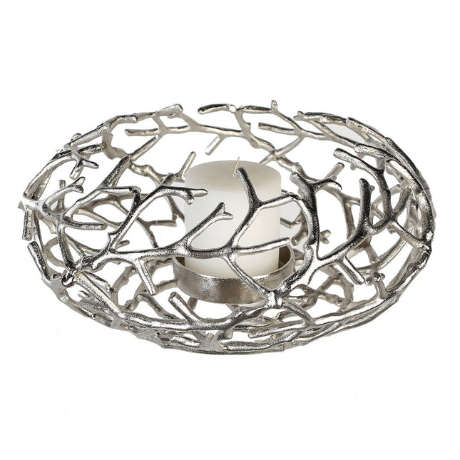 Aluminum Candlestick "Twigs" Antique Silver Color D.42cm