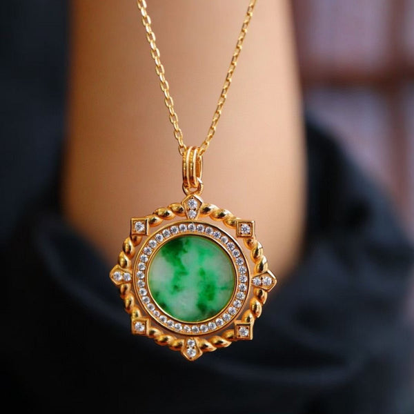 Royal Jade Round Pendant Necklace