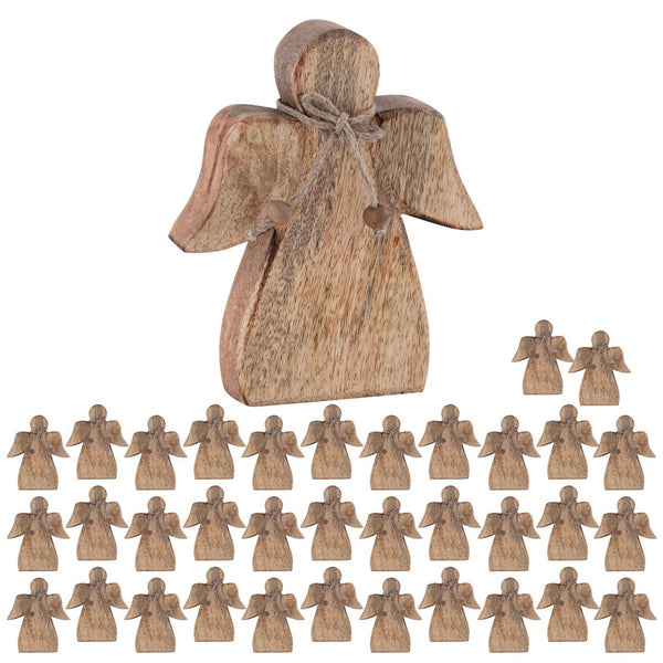 Decorative Angel Wooden Figure 15x13cm Masterbox 36 Pieces Lucky Angel Christmas Decoration Mango Wood