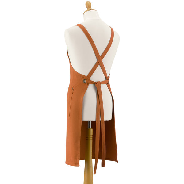 Artisan recycled kitchen apron with pockets Cinnamon 72 x 85