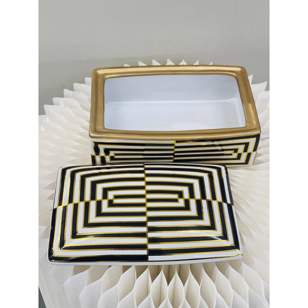 Modern home decoration black and white gold-rimmed storage box