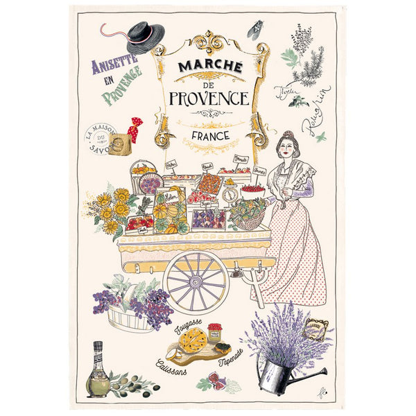 Tea towel The markets of Provence Ecru 48 x 72