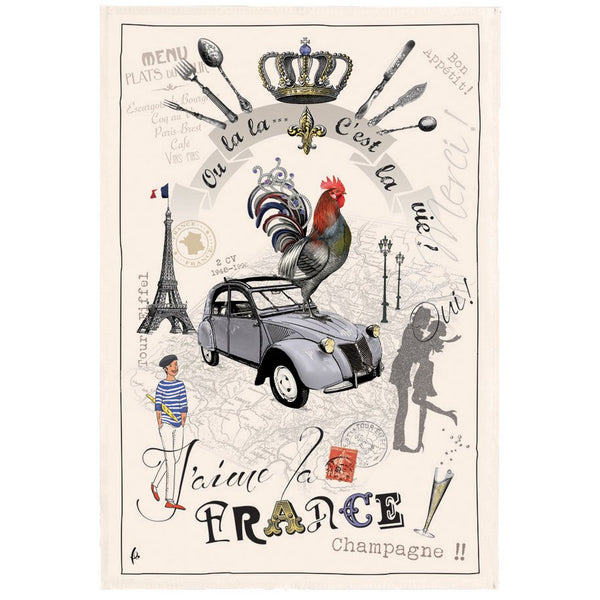 Tea towel France Panorama Ecru