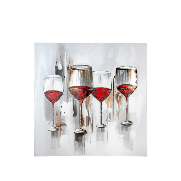 Aluminum/linen picture painting "Wine tasting"