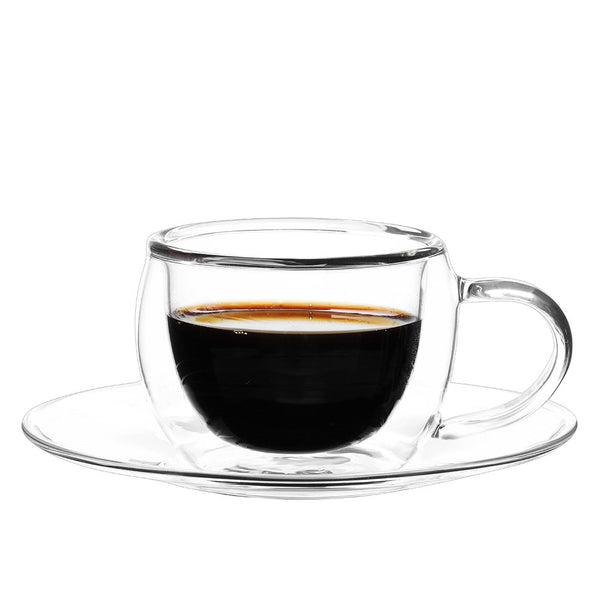 DOUBLE WALL CUPS AND SAUCER 80ML - SET OF 4