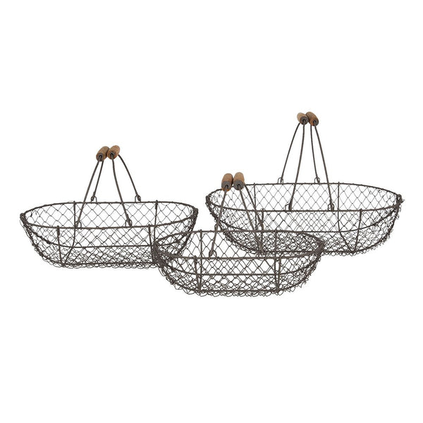 Storage baskets Set of 3 Brown 38x22x10 cm