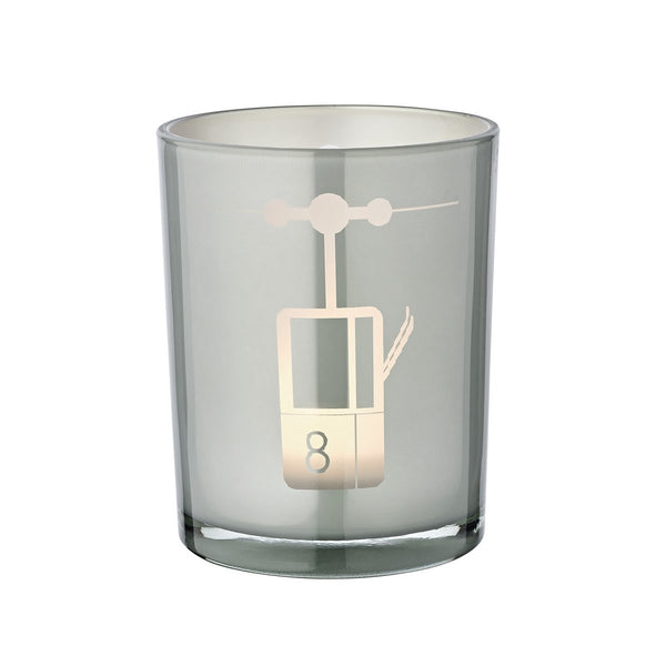 Wind light lift (height 13 cm, ø 10 cm) in grey, wind light with a sporty ski lift motif