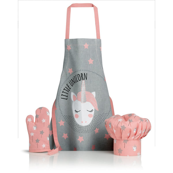 Unicorn Pearl apron, hat and oven mitt 52 x 63