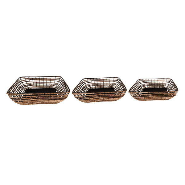 Storage Baskets Set of 3 Brown 41x31x12 / 36x26x10 / 31x21x8 cm