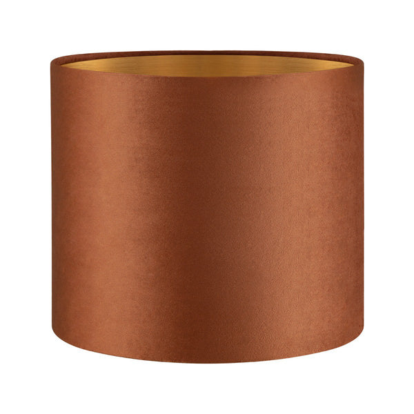 Home Sweet Home Velvet Lampshade - Brown + gold - ø20 x 17 cm