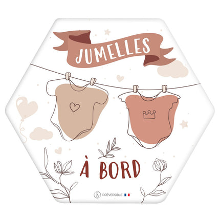 Baby on board adhesive Made in France - Twins on board bodysuits