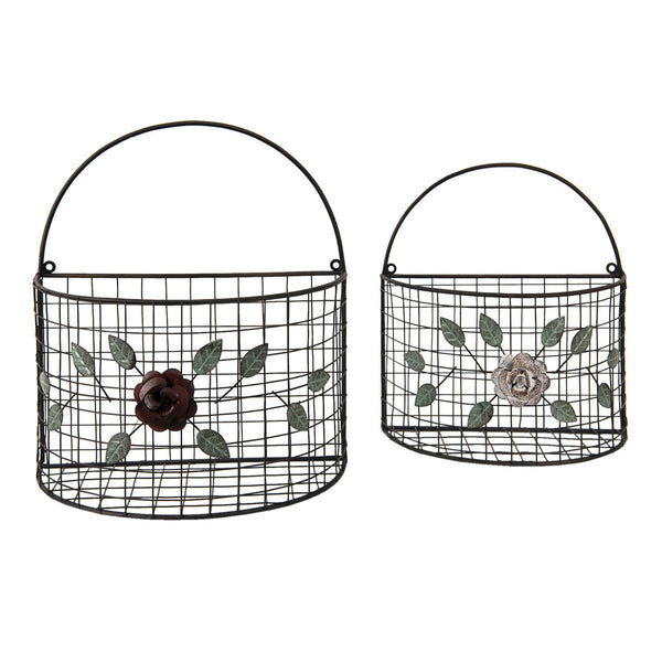 Storage Baskets Set of 2 Gray 32x18x34 cm